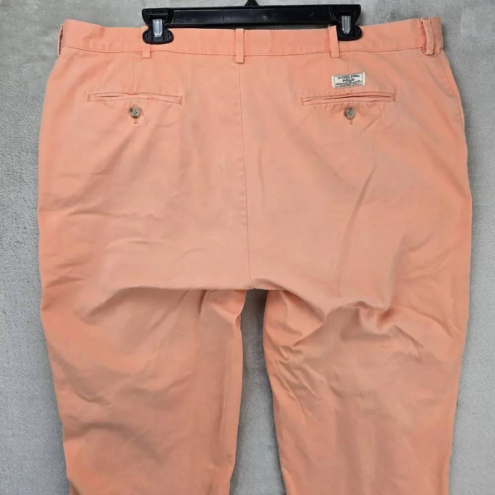 Vintage Polo Ralph Lauren Pants Mens 42x30 Peach Classic Twill Trousers 90s Y2K
